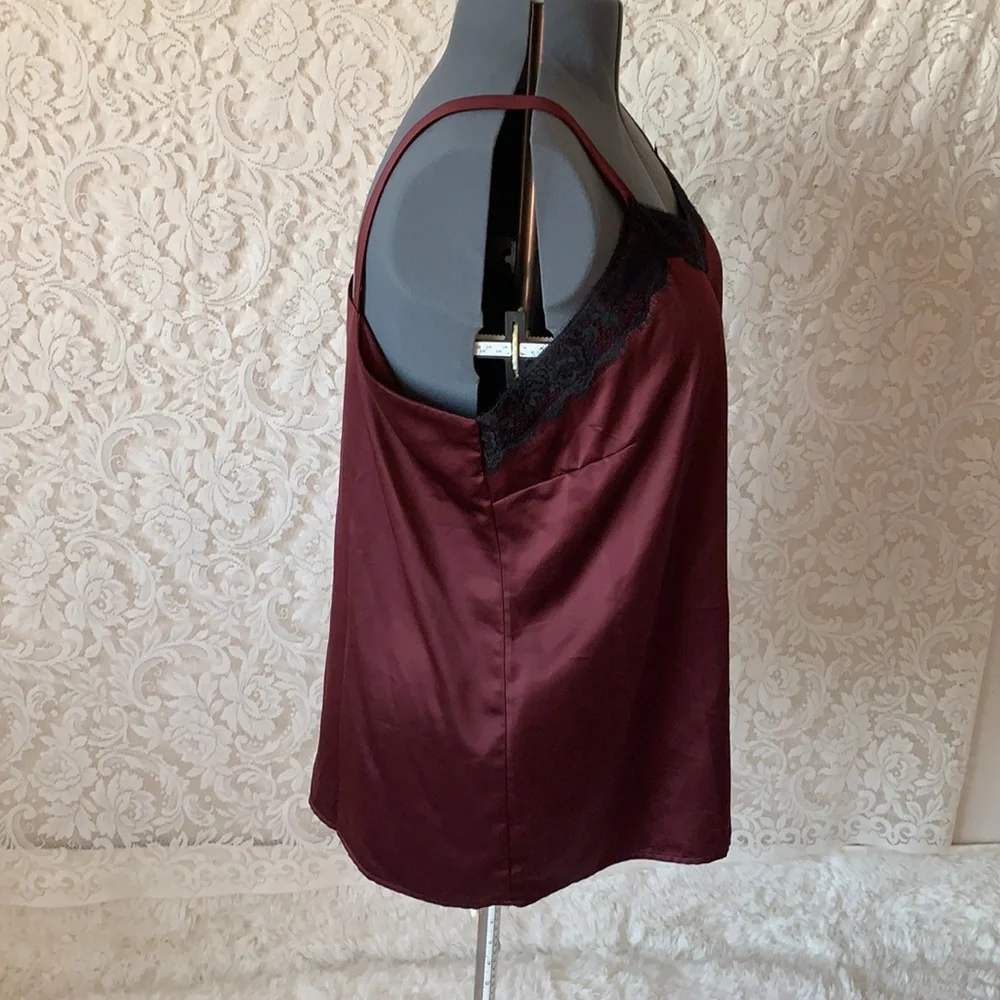 Sexy Maurices maroon lace trim tank, XXL - Picture 3 of 7